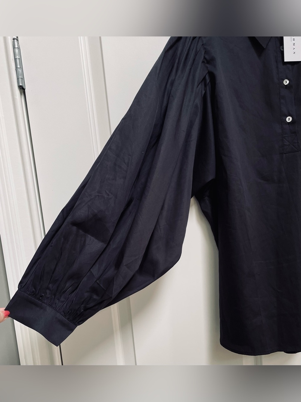 NWT Harshman Barbera Cotton Sateen
Blouse Top Black Size 1X Blouson Sleeve - Picture 6 of 15